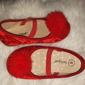 Red velvet pom pom Cat & Jack toddler shoes